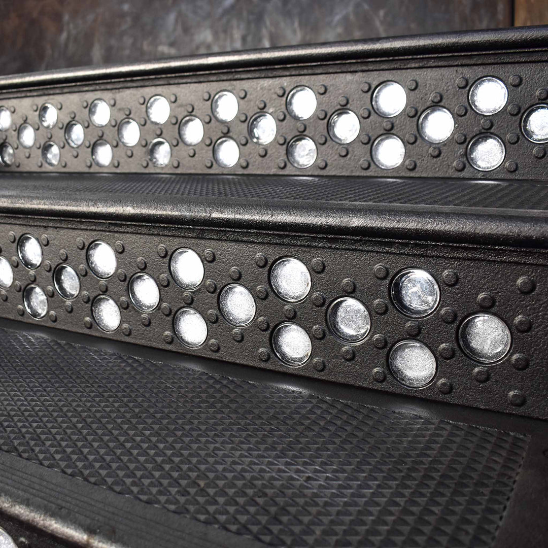 Lighted Cast Iron Riser | The University Riser | 54 in. wide | 29 Art Glass Prisms | Black Patina Finish
