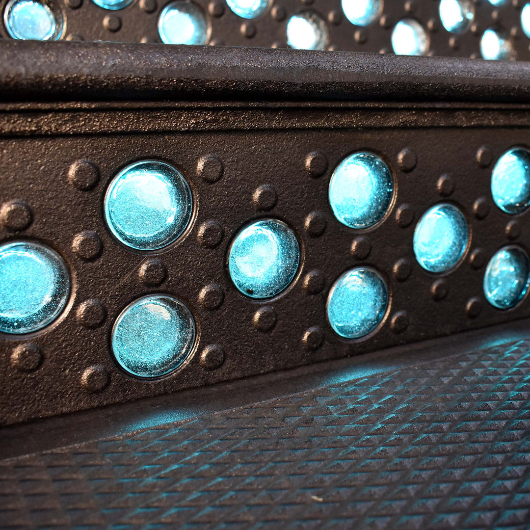 Lighted Cast Iron Riser | The University Riser | 54 in. wide | 29 Art Glass Prisms | Black Patina Finish