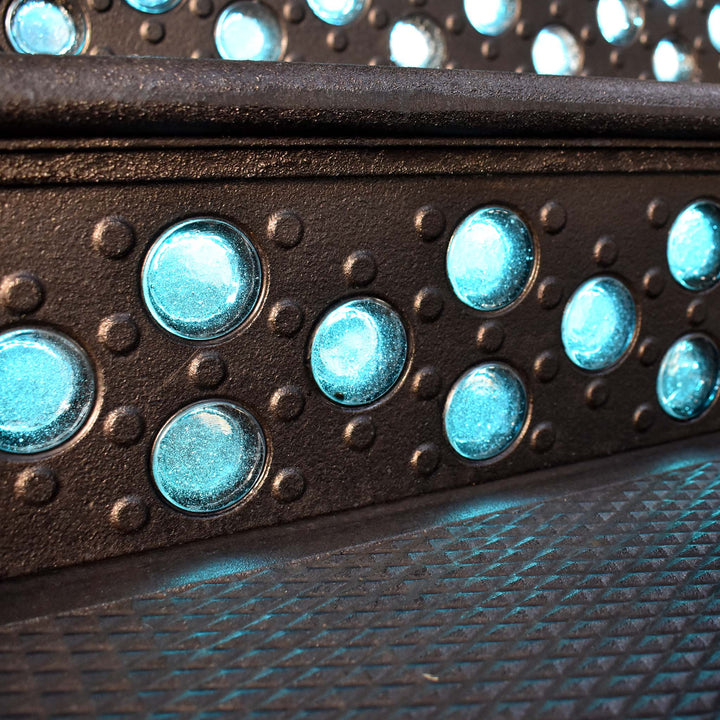 Lighted Cast Iron Riser | The University Riser | 54 in. wide | 29 Art Glass Prisms | Black Patina Finish