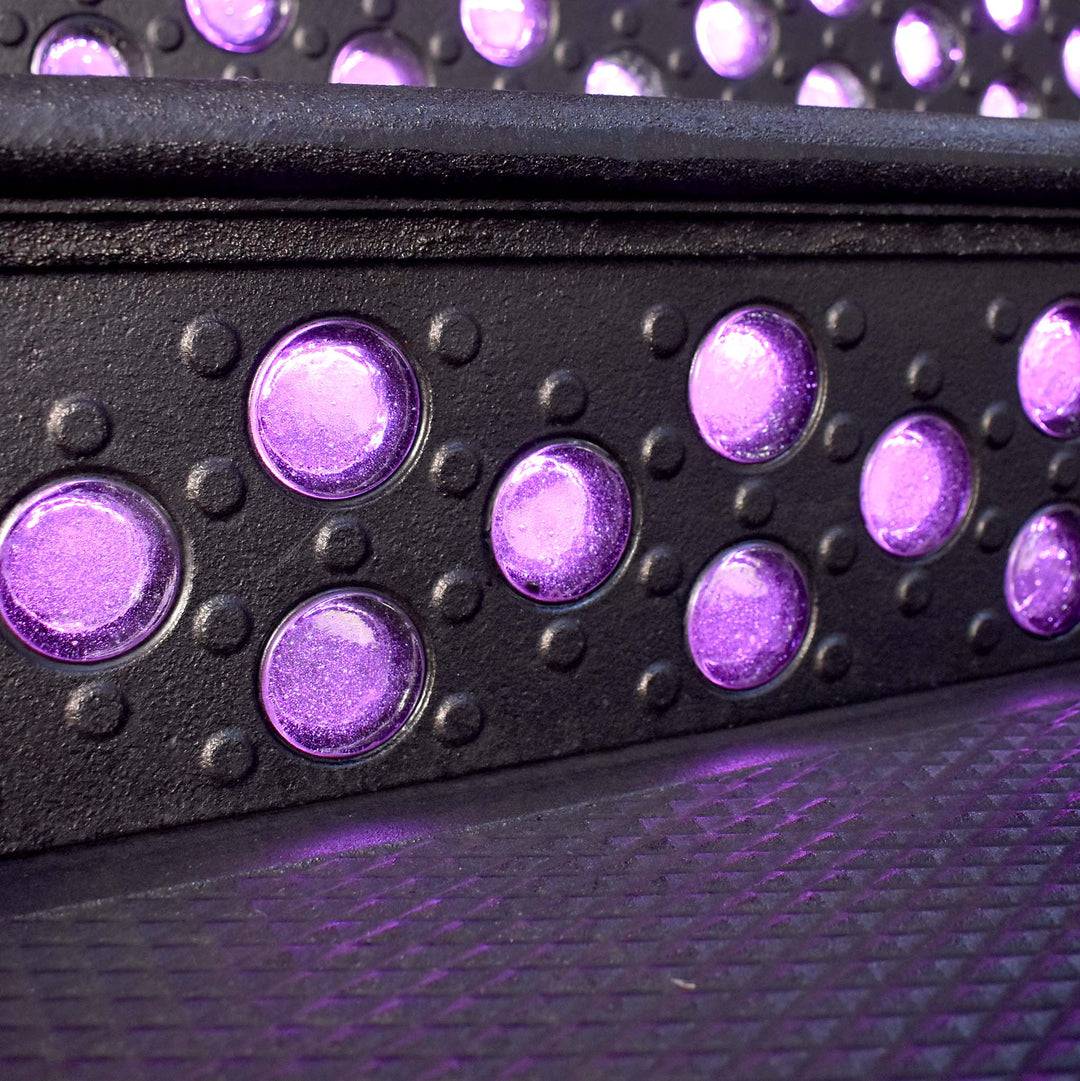 Lighted Cast Iron Riser | The University Riser | 54 in. wide | 29 Art Glass Prisms | Black Patina Finish