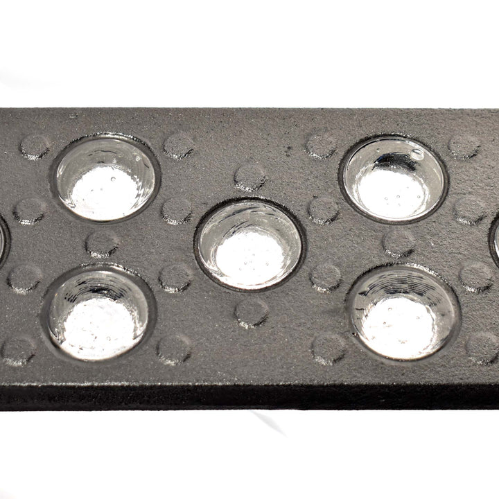 Lighted Cast Iron Riser | The University Riser | 42 in. wide | 23 Art Glass Prisms | Black Patina Finish