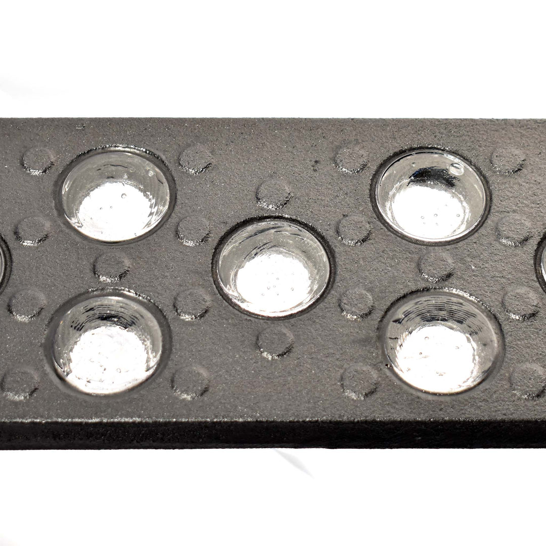 Lighted Cast Iron Riser | The University Riser | 54 in. wide | 29 Art Glass Prisms | Black Patina Finish