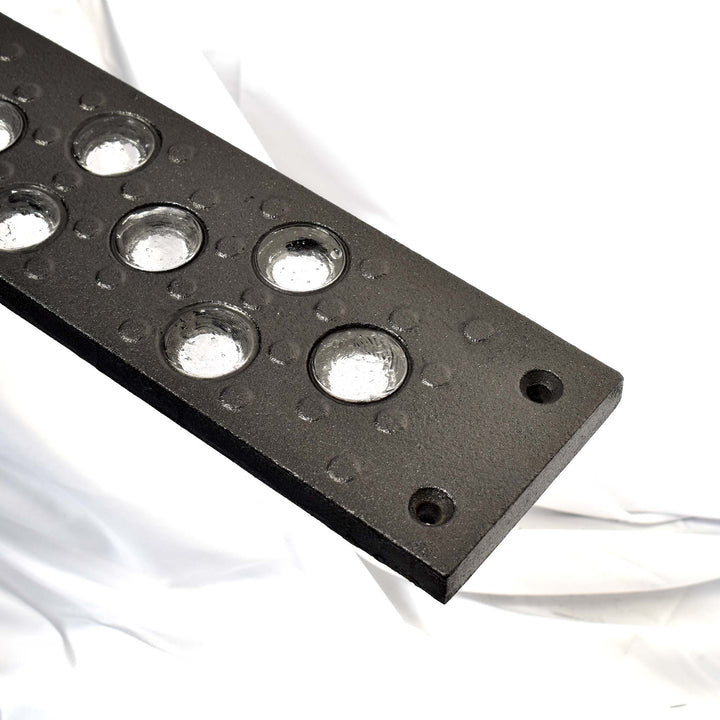 Lighted Cast Iron Riser | The University Riser | 54 in. wide | 29 Art Glass Prisms | Black Patina Finish